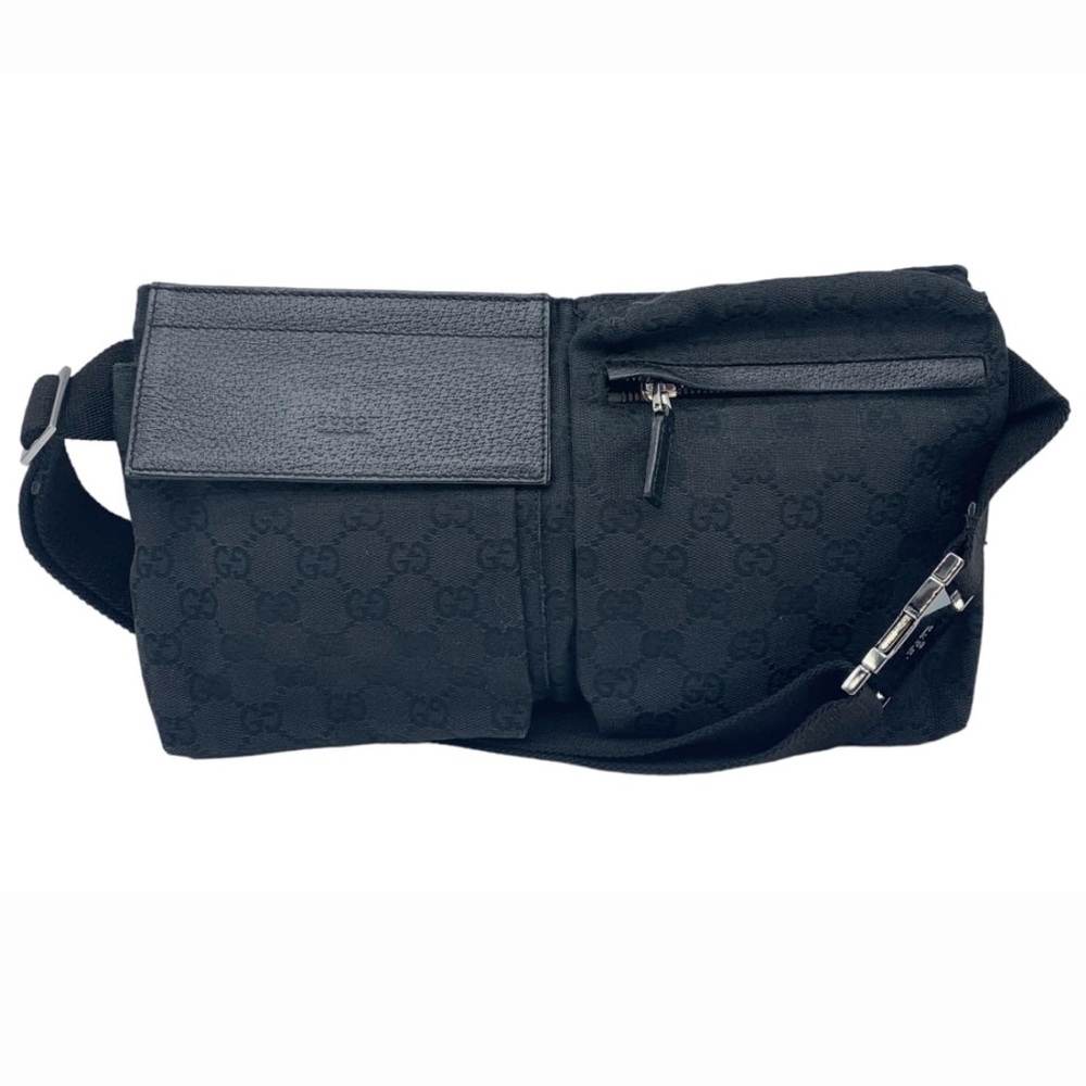 Gucci Black Canvas & Leather Messenger Bag with Sleek Design